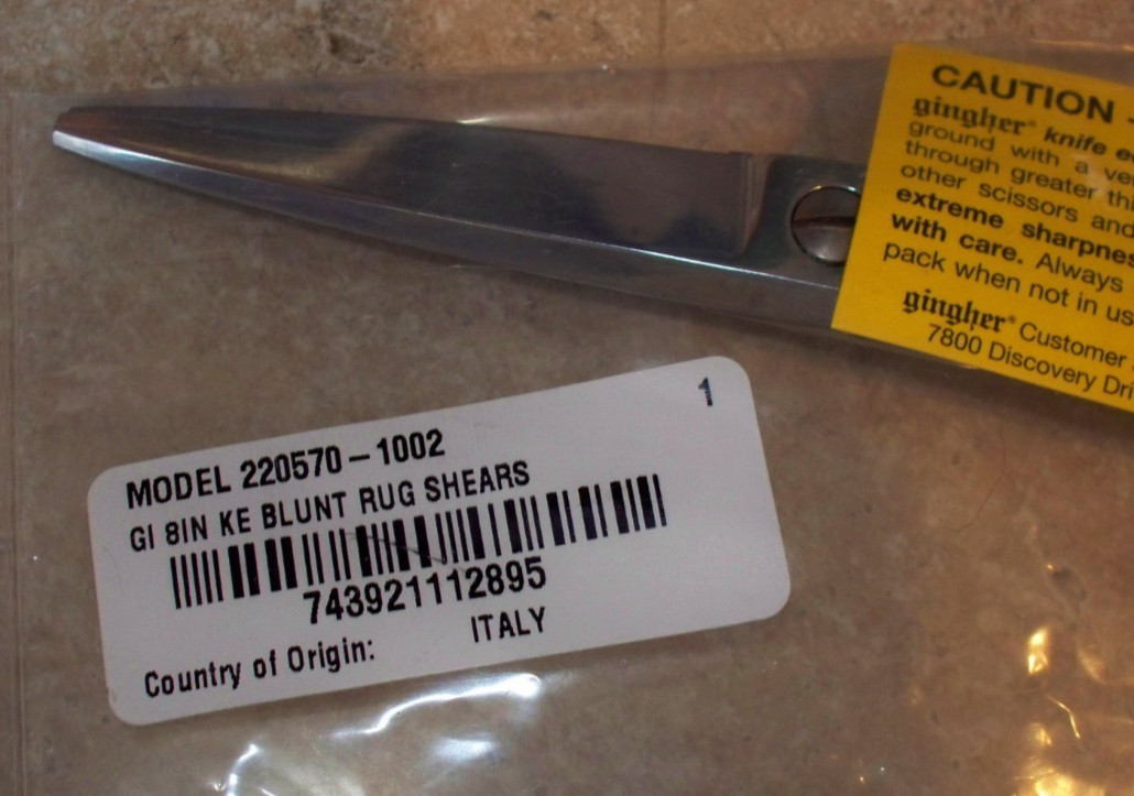 Gingher 8" Knife Edge Rug Shears Scissors! Premium-Quality! Italy!