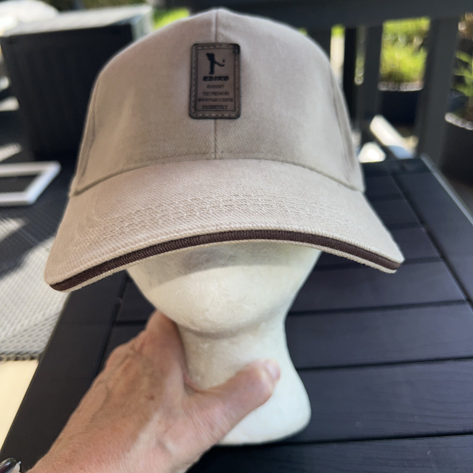 EDIKO Succest The Premium Sporting Goods Tan Hat Cap Brushed Cotton Hook Loop
