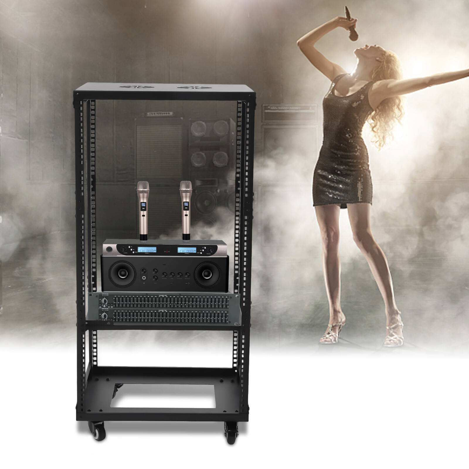 18.5" 4 Post Open Frame Network Server Rack 18U Adjustable Partition 0-31.5''