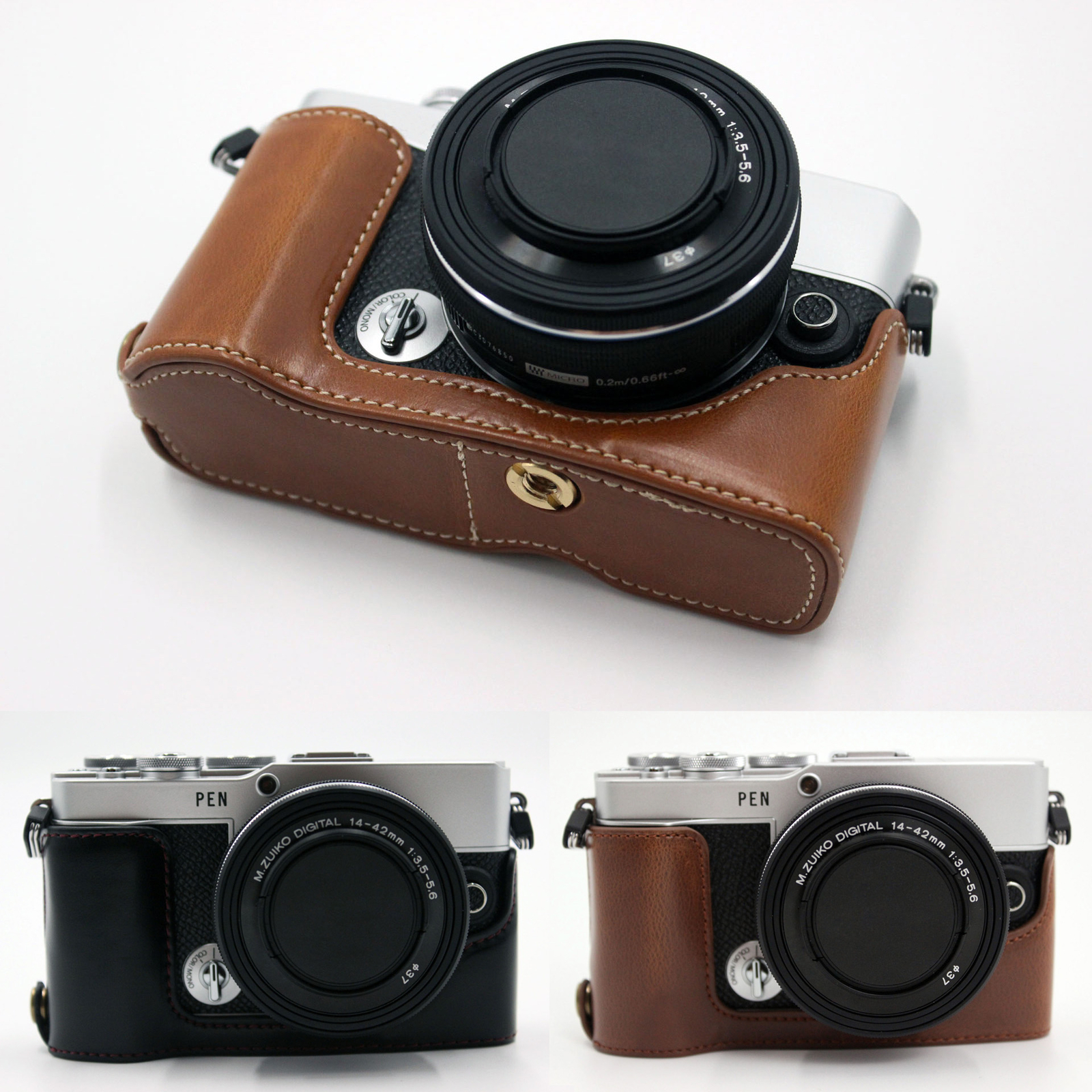 Genuine Real Leather Protect Half Case Grip for Olympus E-P7 EP7 Camera