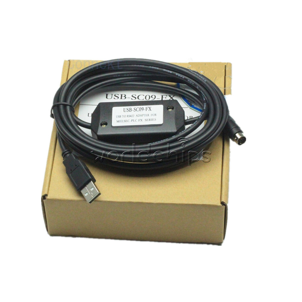 PLC Programming USB-SC09-FX Cable Mitsubishi FX0S/FX1S /FX0N /FX1N/FX2N Black