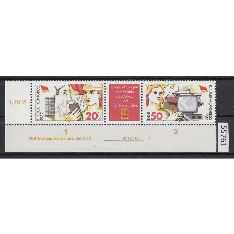 DDR 1987, Mich. No.: 3086 + 87 ** DV FNr. 1