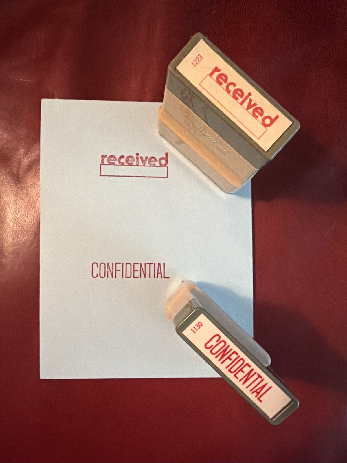 Two Ink Stampers- CONFIDENTIAL, RECEIVED By XStamper Pre-owned Red Ink