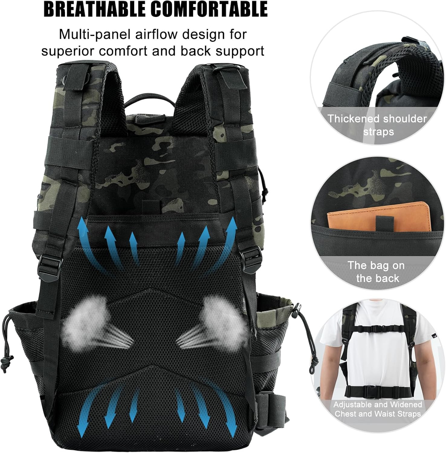 Military Tactical Backpack 50L Large Day Backpack for Men Molle Army 3 Days Assa