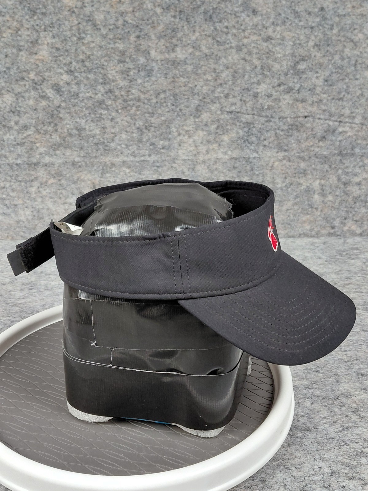 Nike Dry Fit Visor Black With Red/white Paw Strapback Hooknloop