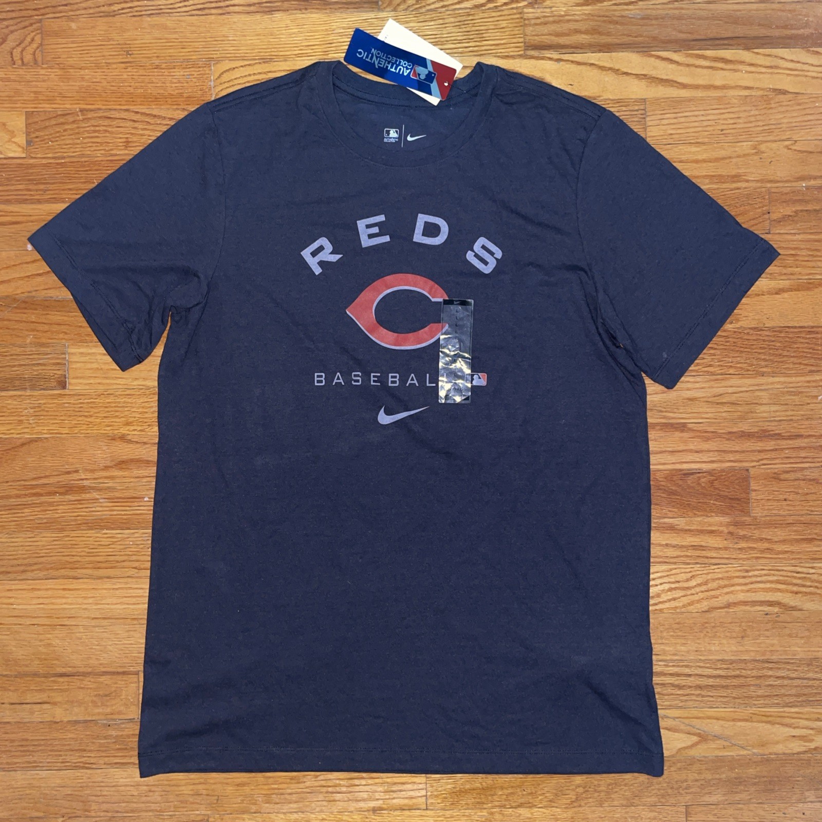 NWT Nike Dri Fit MLB Authentic Collection Cincinnati Reds Black/Gray Shirt Large