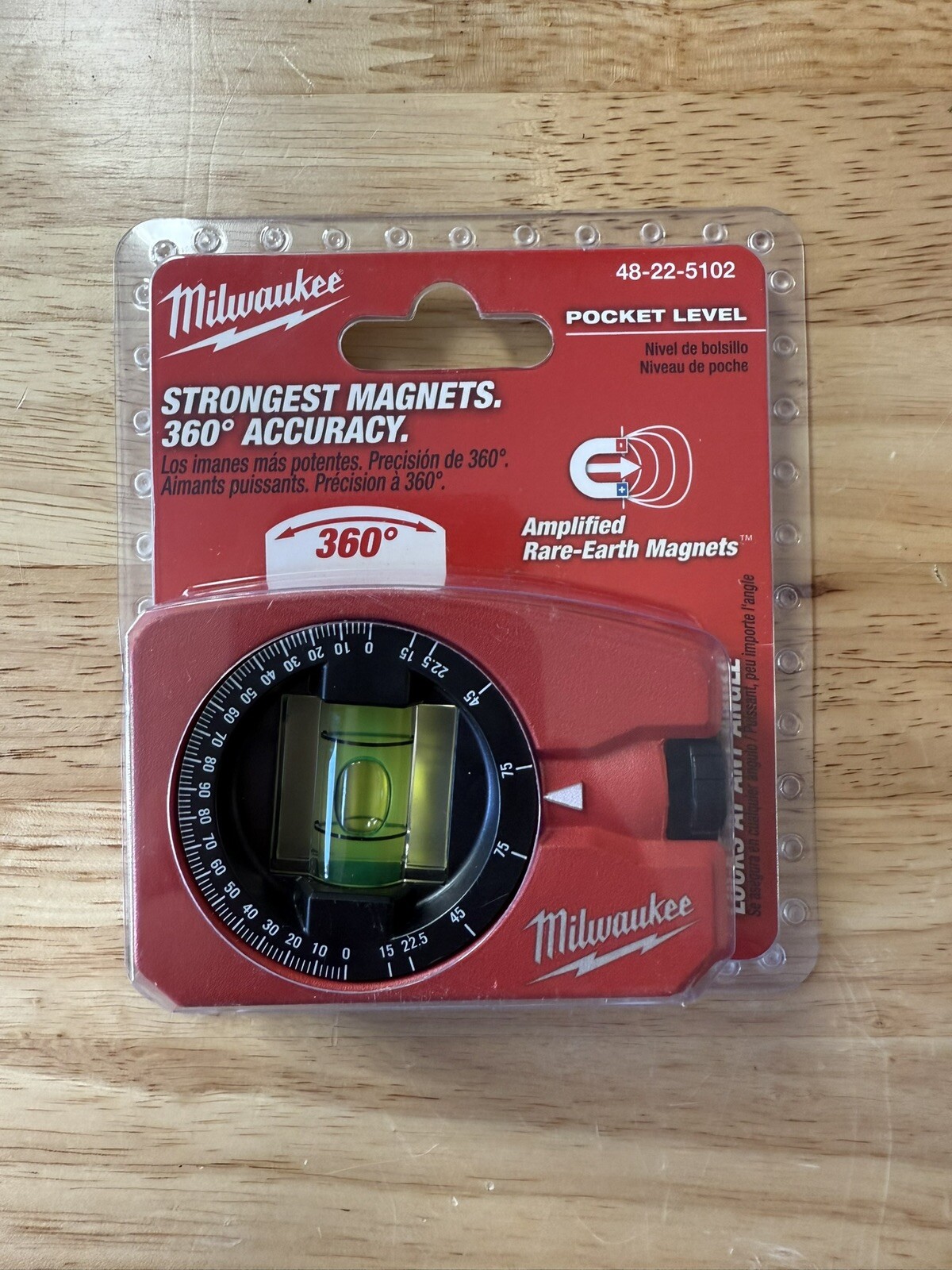 MILWAUKEE POCKET LEVEL STRONGEST MAGNETS 360 ACCURACY 48-22-5102 Sealed