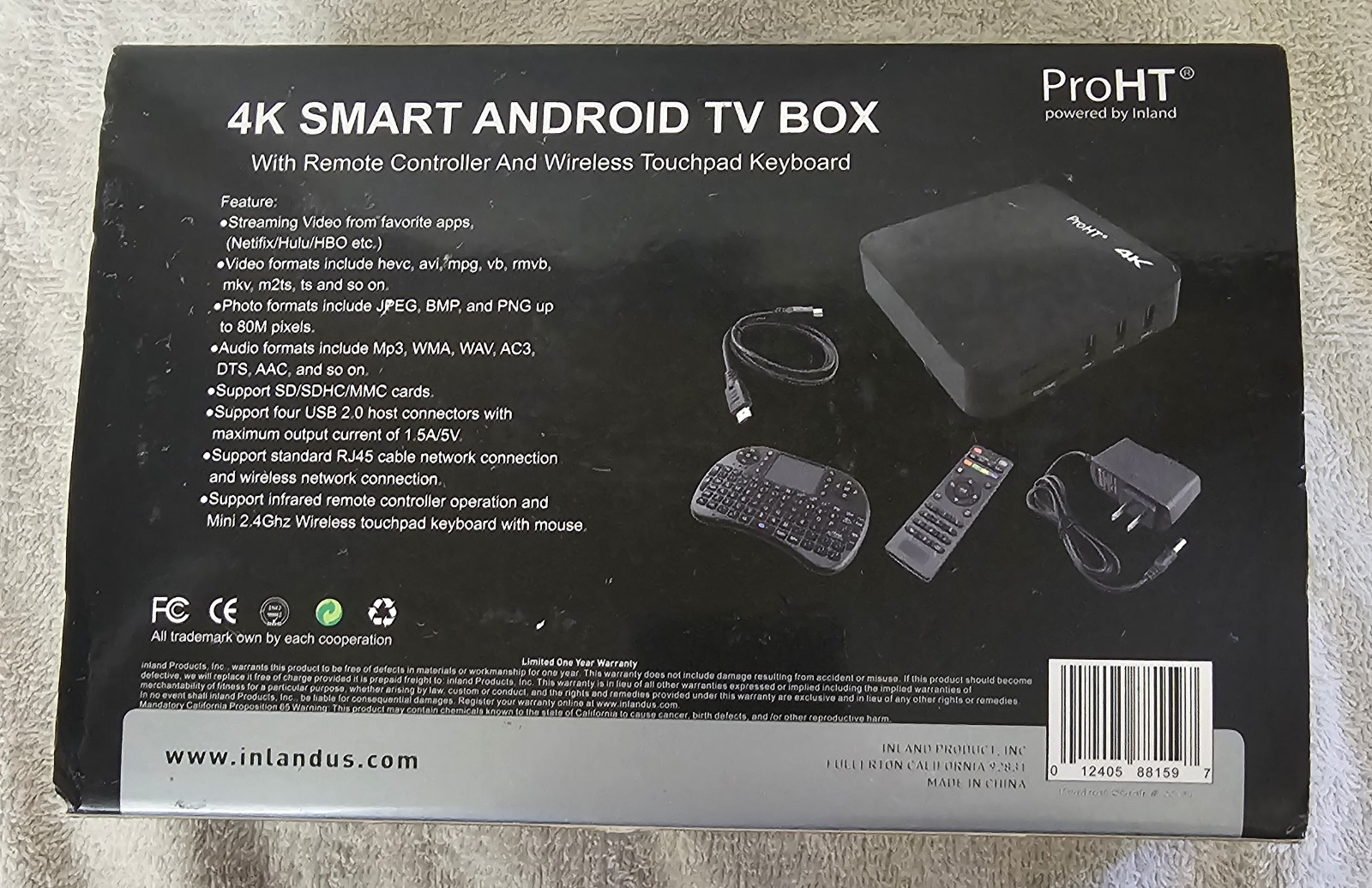 ProHT 4k Smart Android TV Box with Remote & Wireless Touchedpad Keyboard new