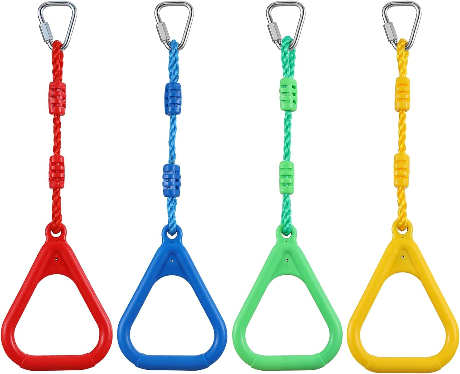 4 Colorful Ninja Rings, Gymnastic Rings Trapeze Swing Bar Ring with Triangle Han