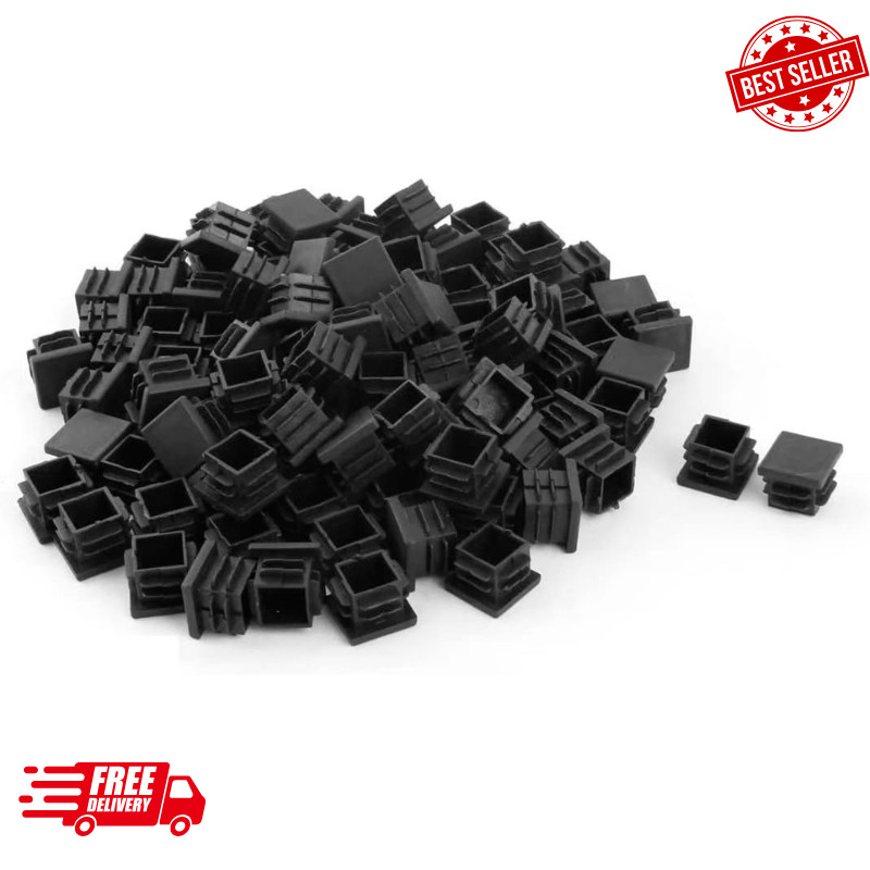 50 Pack 3/4 Inch Square Plastic Plug Tubing End Caps Chair Glide Insert