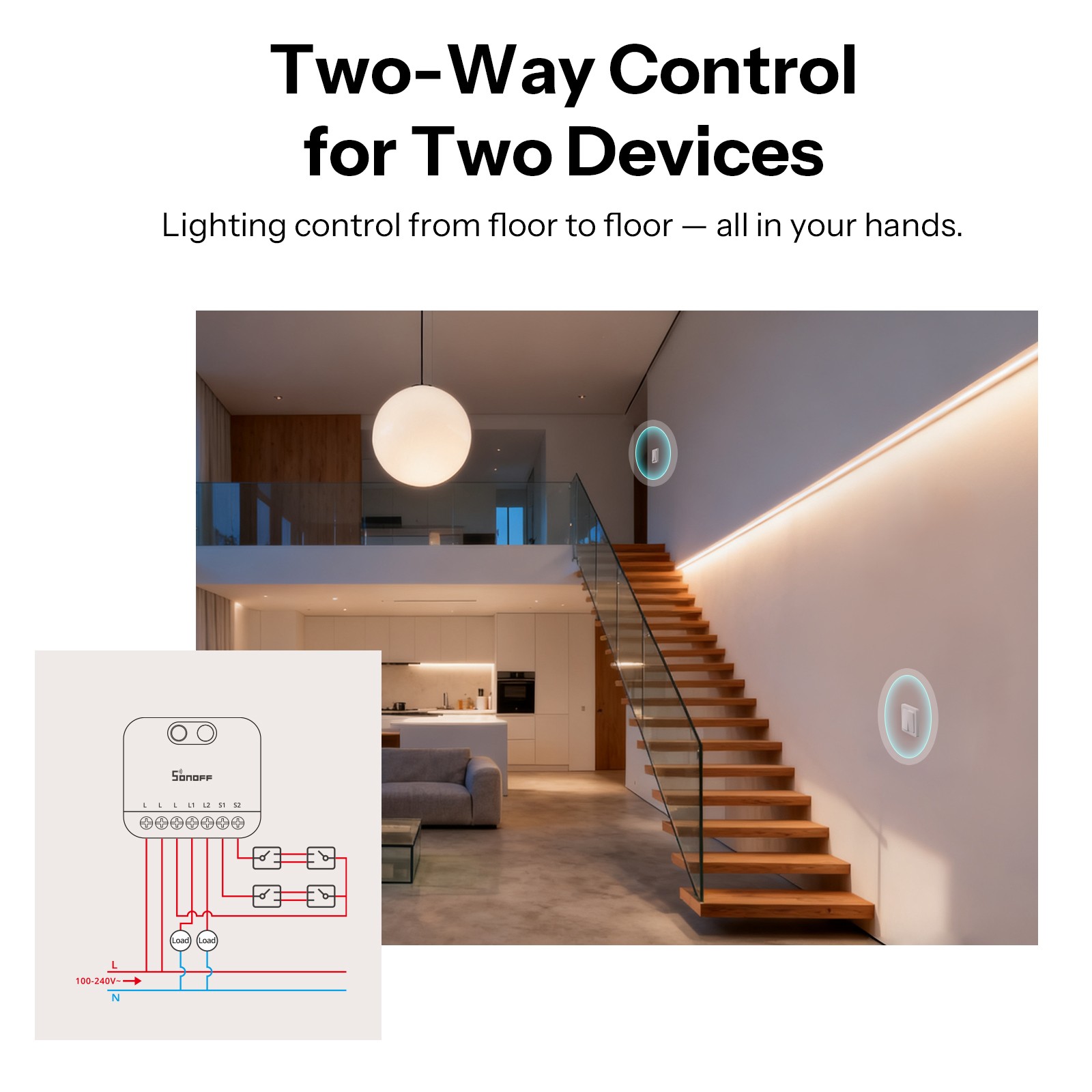 SONOFF MINI DUO-L Dual Channel Smart Light Switch Zigbee 3.0 No Neutral Required