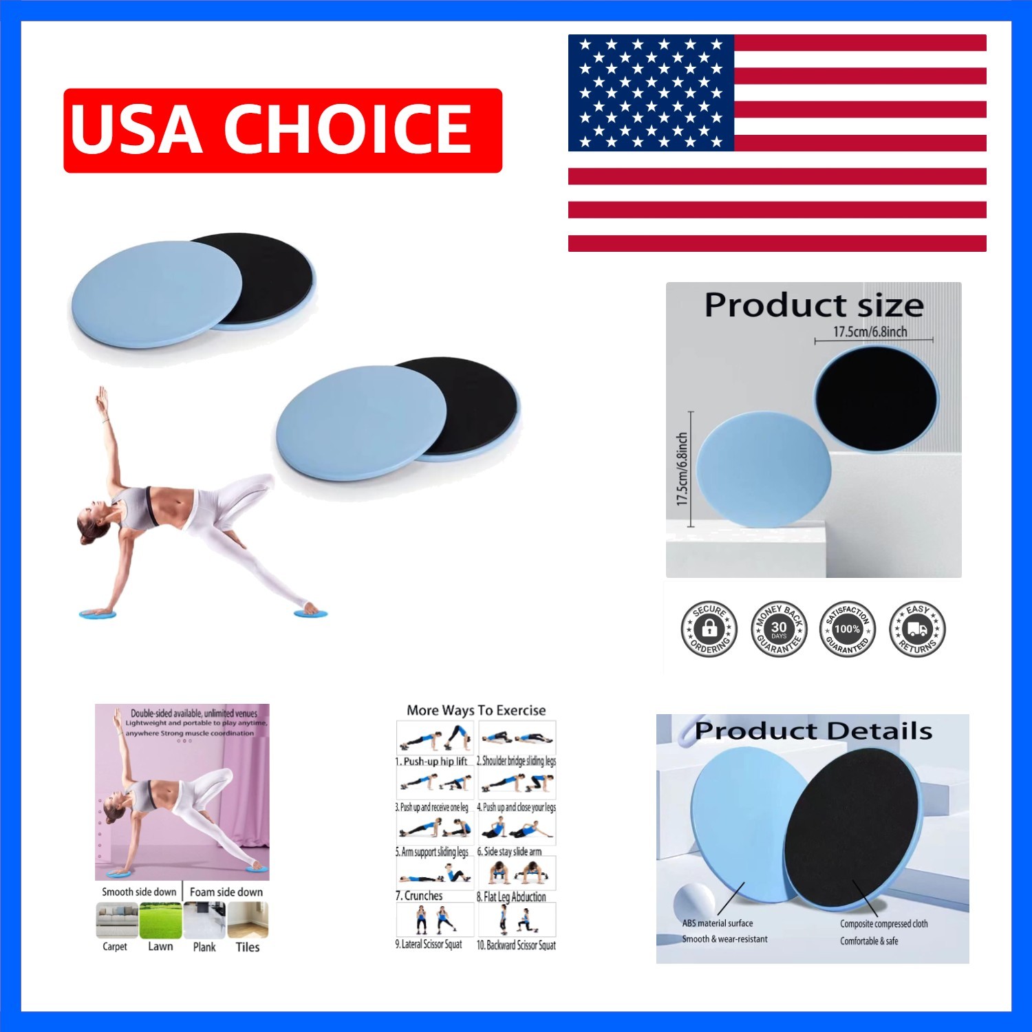 4Pcs Dual Sided Gliding Discs Core Sliders Ultimate Core Ab Fitness Trainer. ...