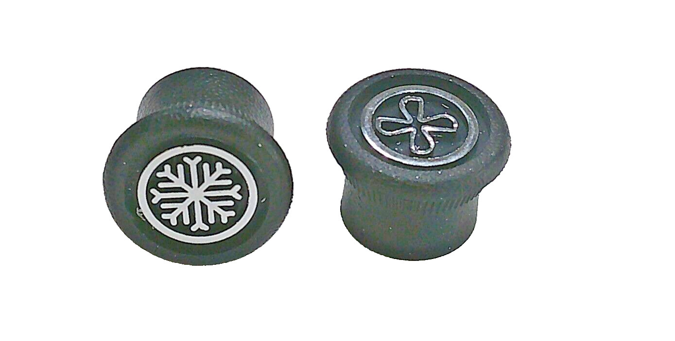 AC THERMOSTATIC TEMP & BLOWER SPEED A/C SWITCH KNOBS 'FAN' & 'SNOWFLAKE'