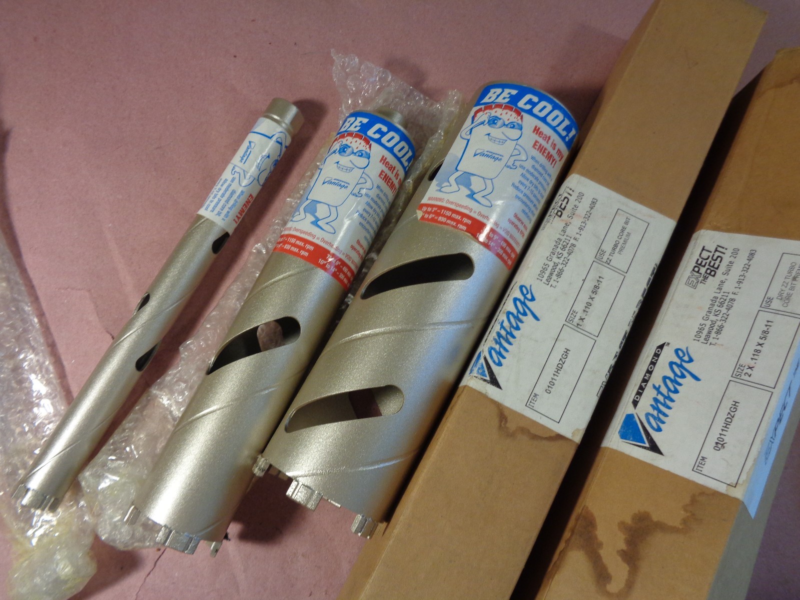 3 PC LOT DIAMOND VANTAGE DIAMOND CORE CONCRETE DRILL BITS 1,2,3"