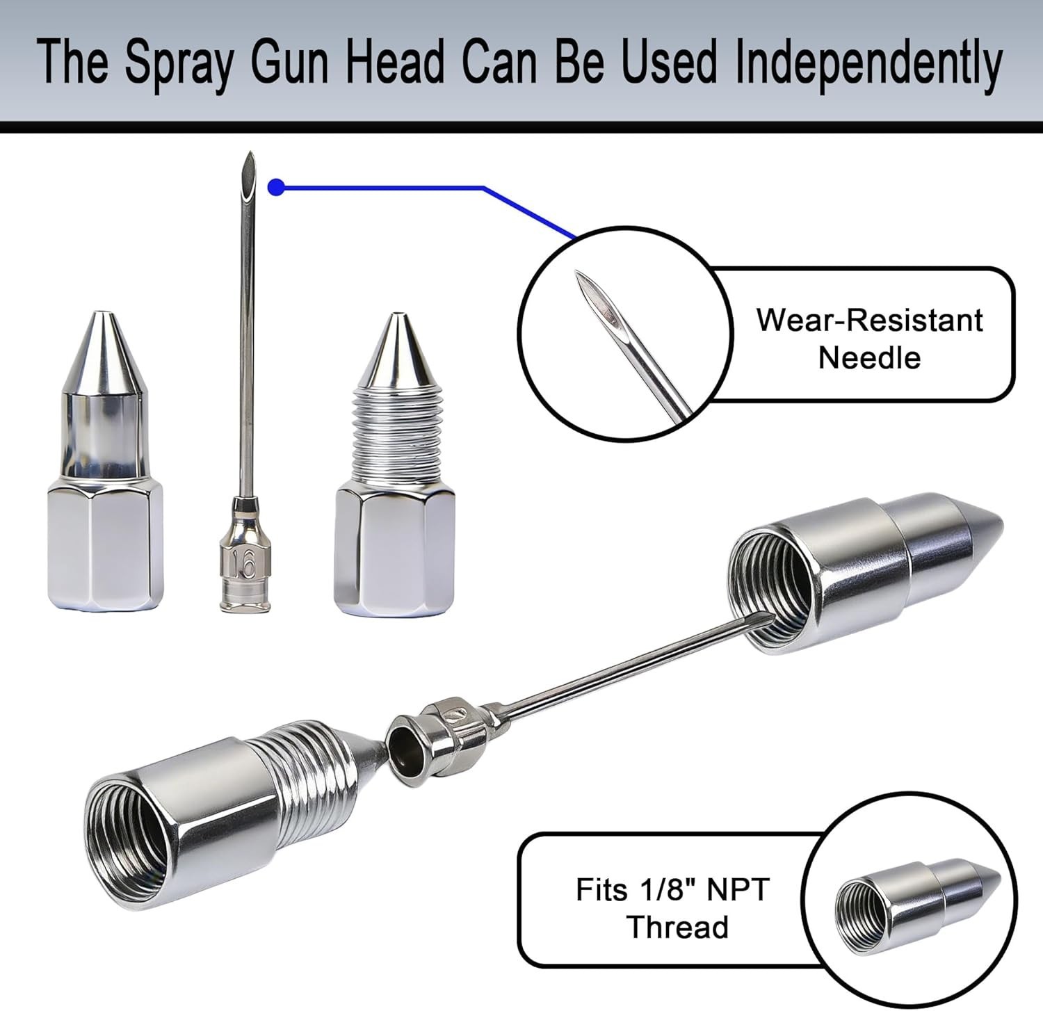 Grease Gun Needle Tip Kit 7PCS Nozzles Adapters Rubber Tip Set