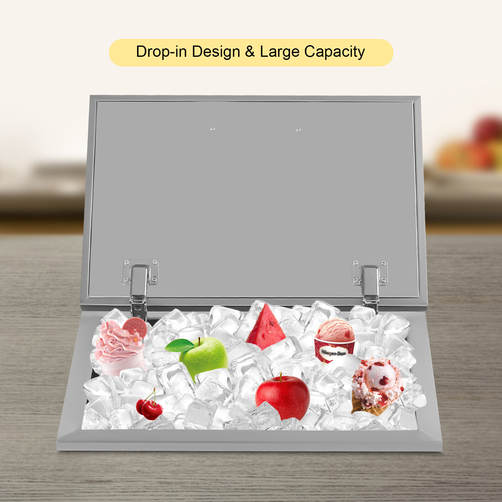 Dr20"x14"x13" Drop In Ice Chest Ice Cooler Ice Bin Stainless Steel With Cover