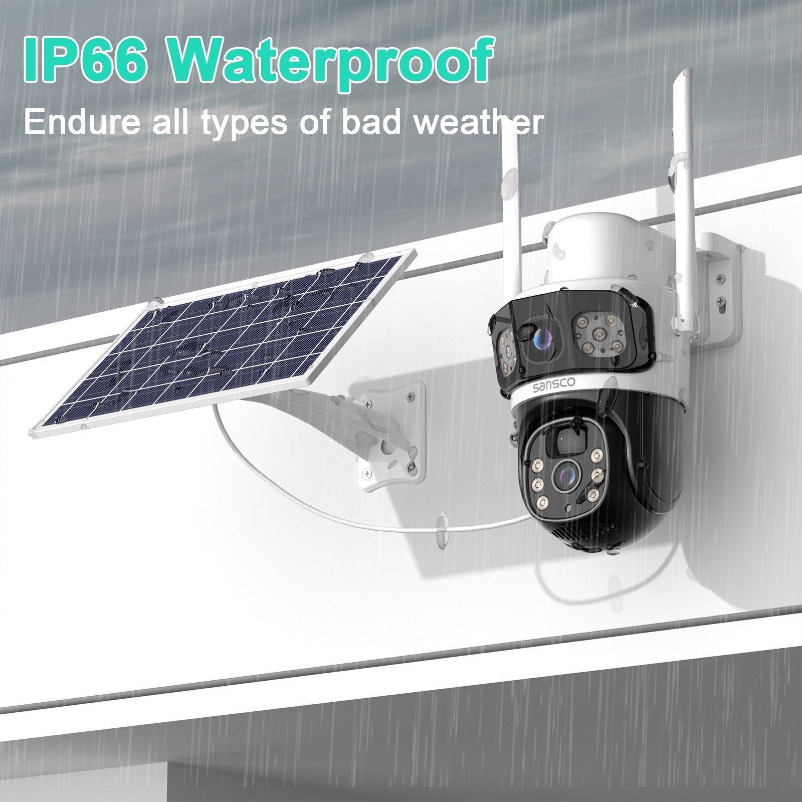 2pcs PTZ 8MP 3K+ Battery Security Camera Pan Tilt Outdoor +Solar Panel Dual lens
