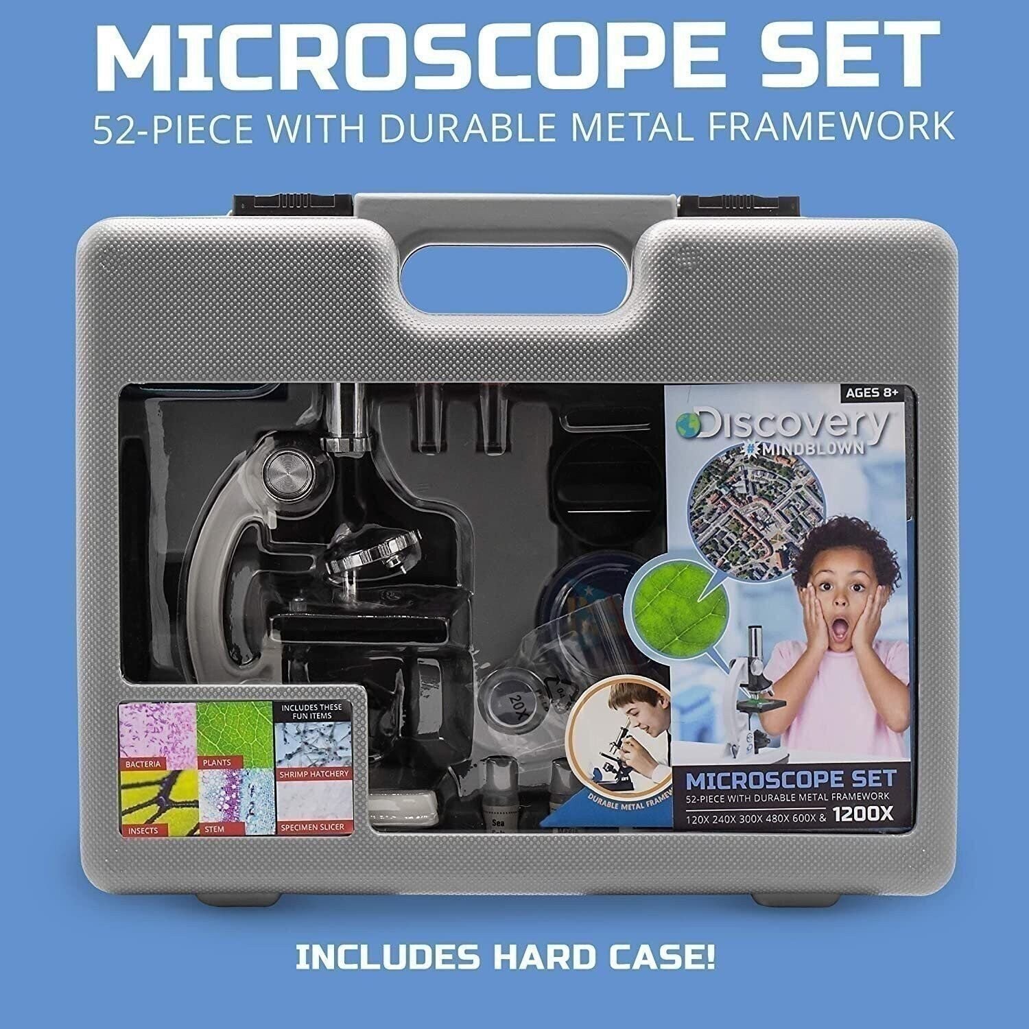 Discovery #MINDBLOWN Microscope Set 48-Piece with Durable Metal Framework,...
