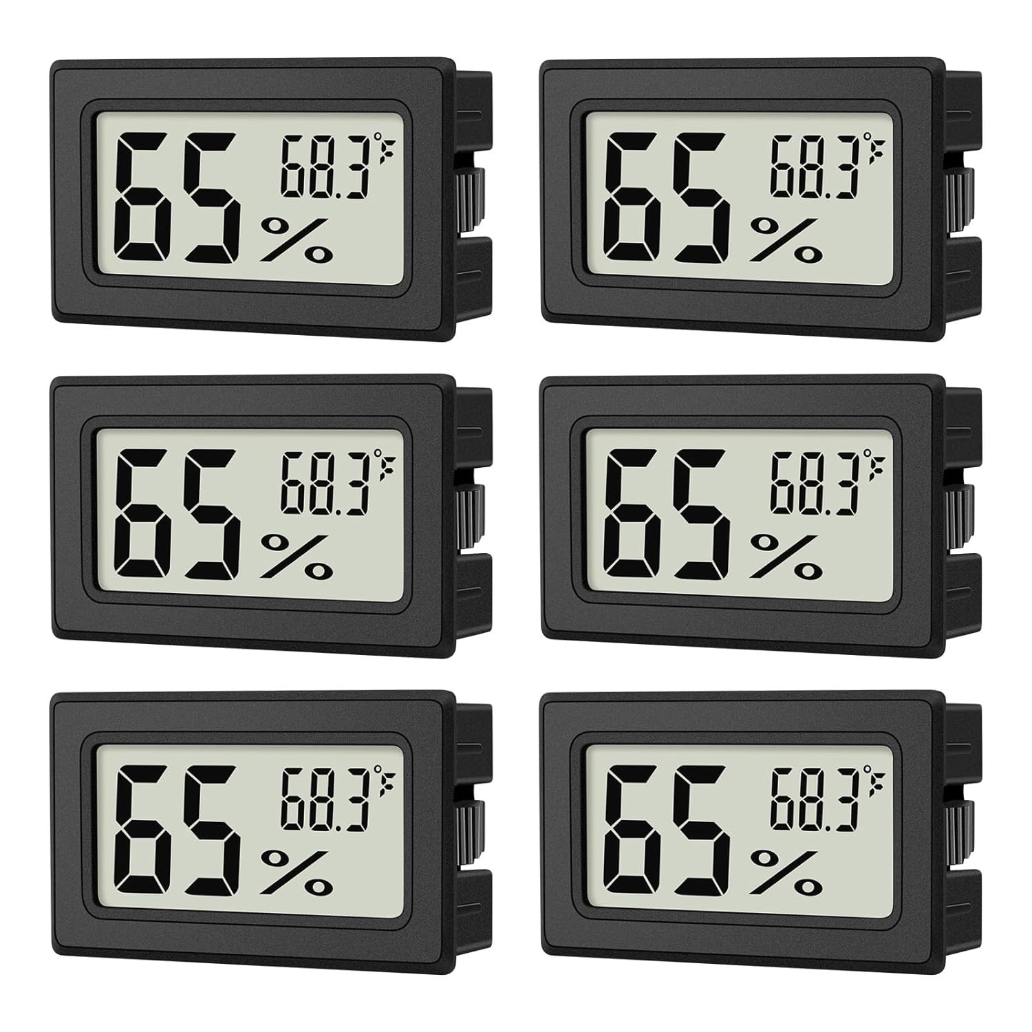 6-Pack Mini Hygrometer Indoor Thermometer Humidity Meter °F for Reptile & Fridge