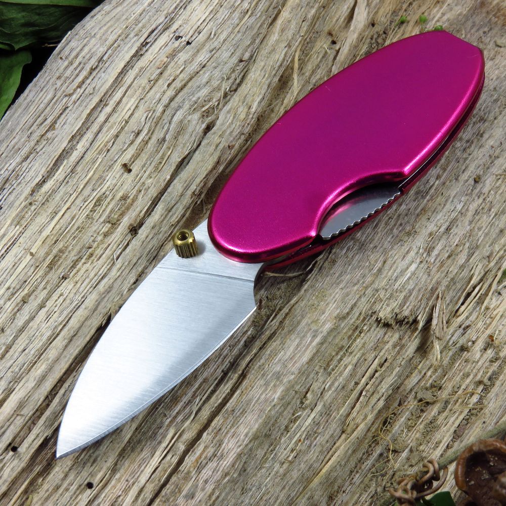 FOLDING POCKET KNIFE | 2.75" Mini Women's Pink Magenta Purple Slim Oval Pebble