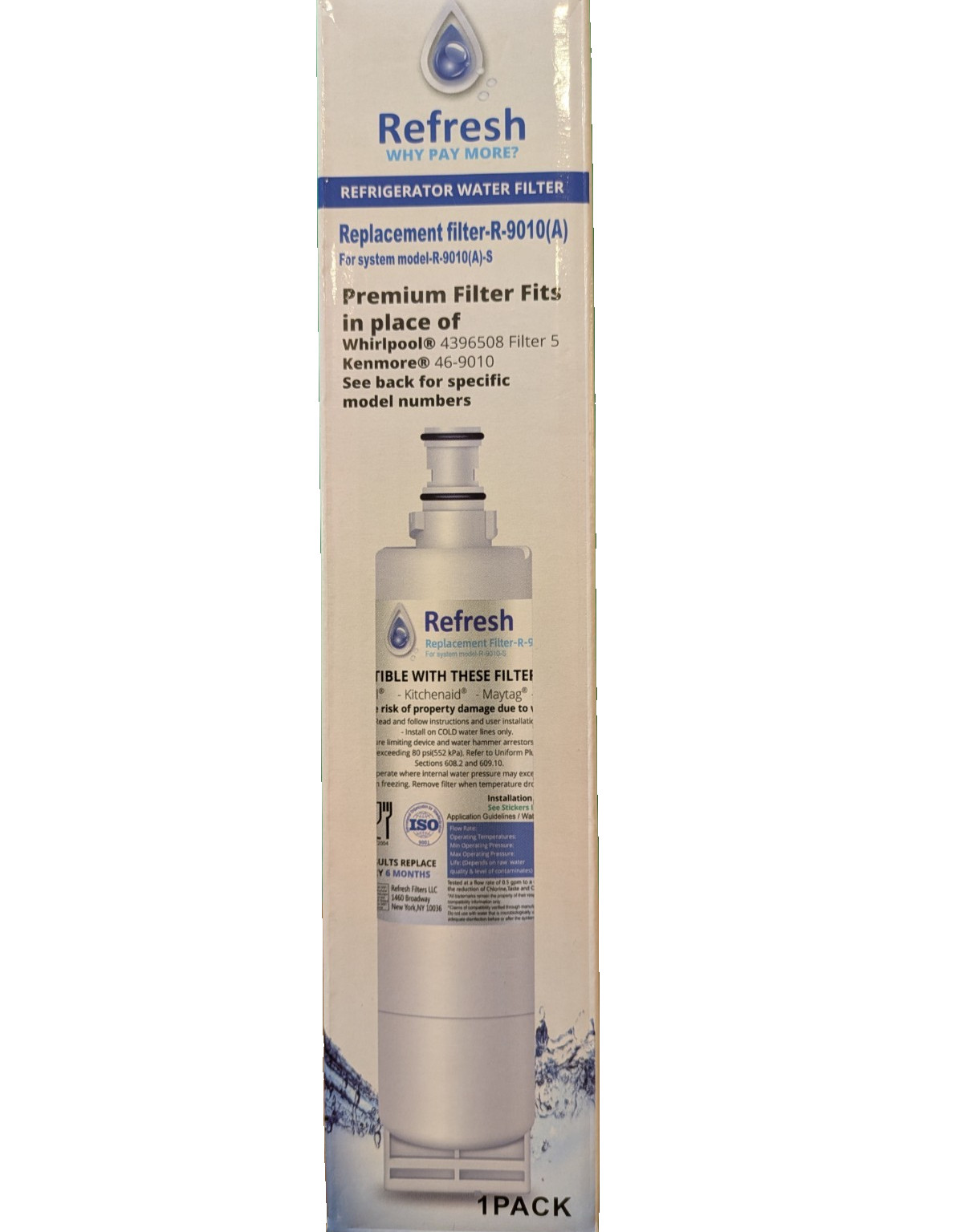 WATER FILTER WHIRLPOOL 4396508 NLC240V KENMORE 46-9010 PUR W10186668 4396163