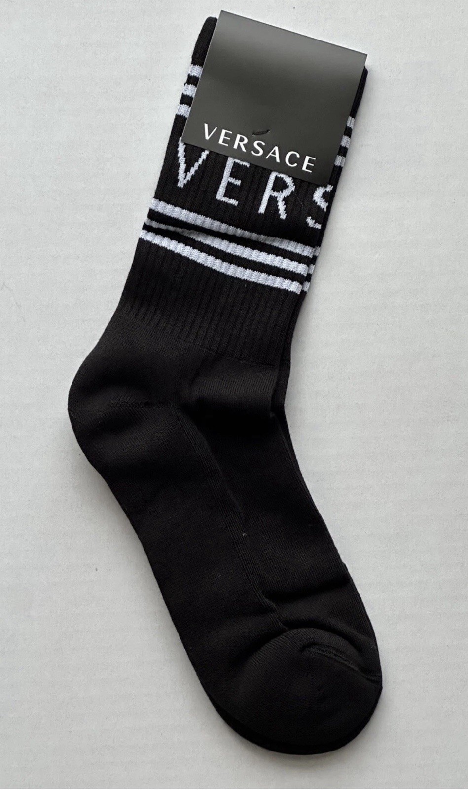 Versace Logo Socks Black/White Size  M Made in Italy ICZD002 NWT