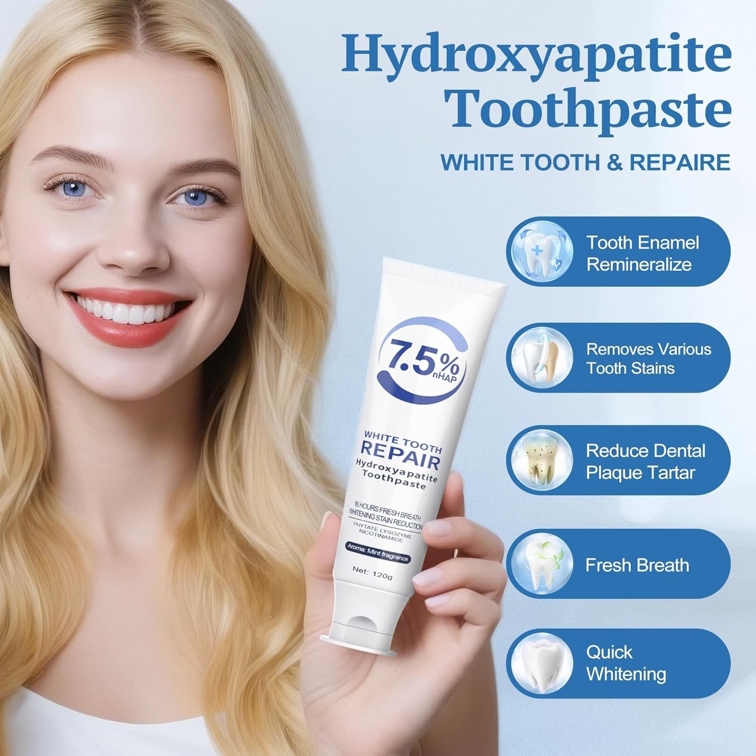 7.5% Hydroxyapatite Toothpaste 4.2 oz (2 Pack)