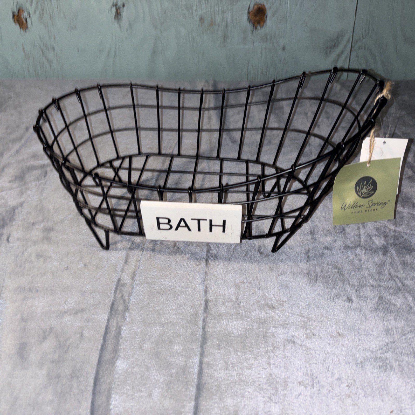 Bathroom Organizer Black Wire Bath Tub Shape Basket Soap Washcloth storage