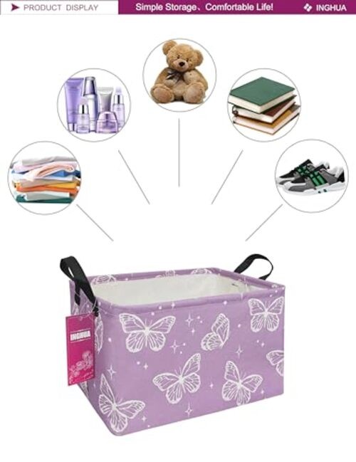 Rectangular Storage Basket Fabric Organizer Bin for Rec-butterfly