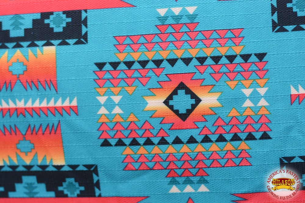 Hilason 1200D Turnout Light Winter Waterproof Horse Sheet Turquoise Aztec