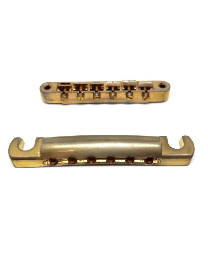 Faber Gold AGED Bridge + Tailpiece set, ABR-1, brass saddles