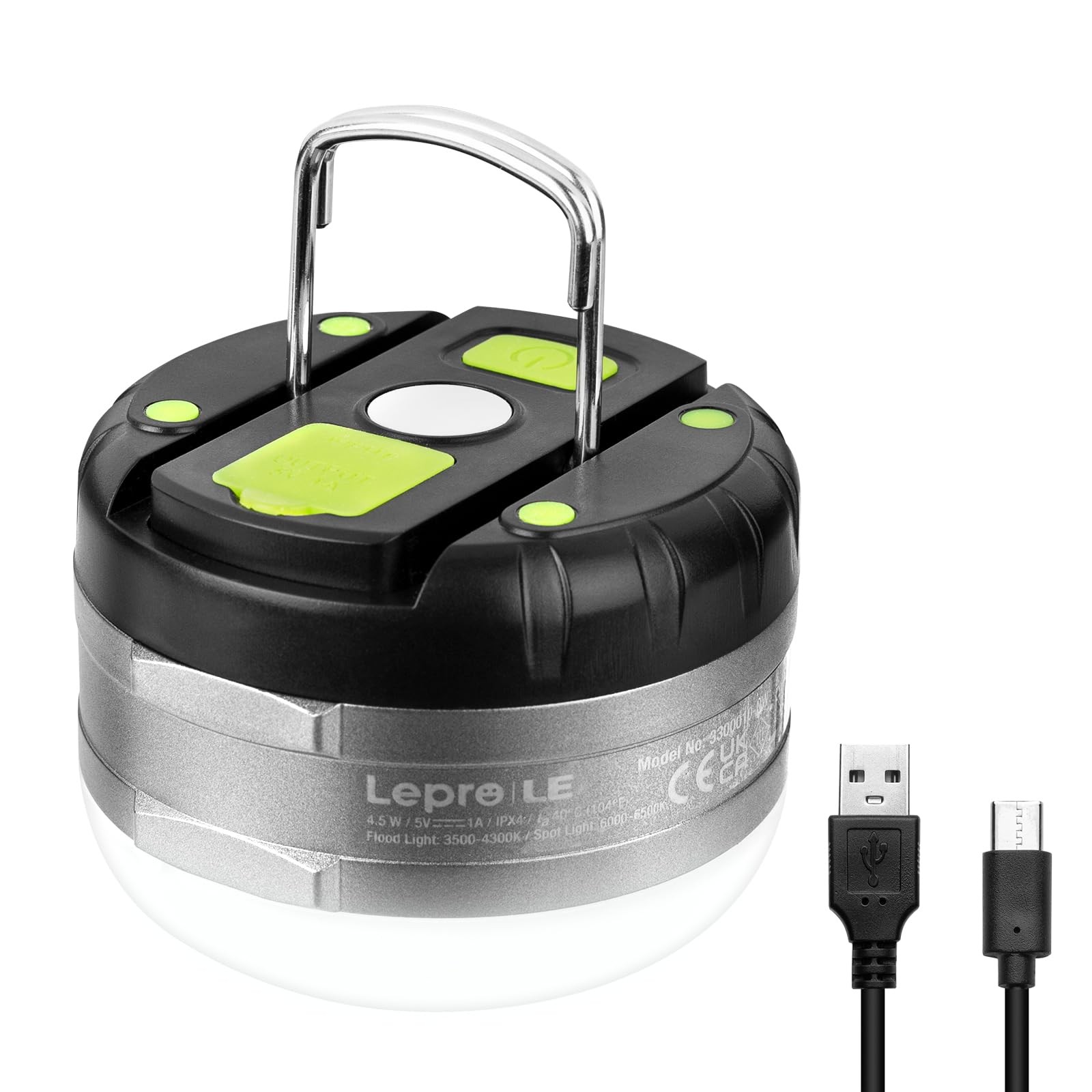 LE LED Camping Lantern Rechargeable, 410LM, 5 Light Modes, Power Bank, Waterp...