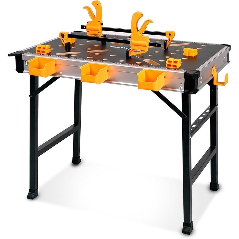 Heavy Duty Folding Workbench Modular Design W/ Clamps Toolboxes & Stability New