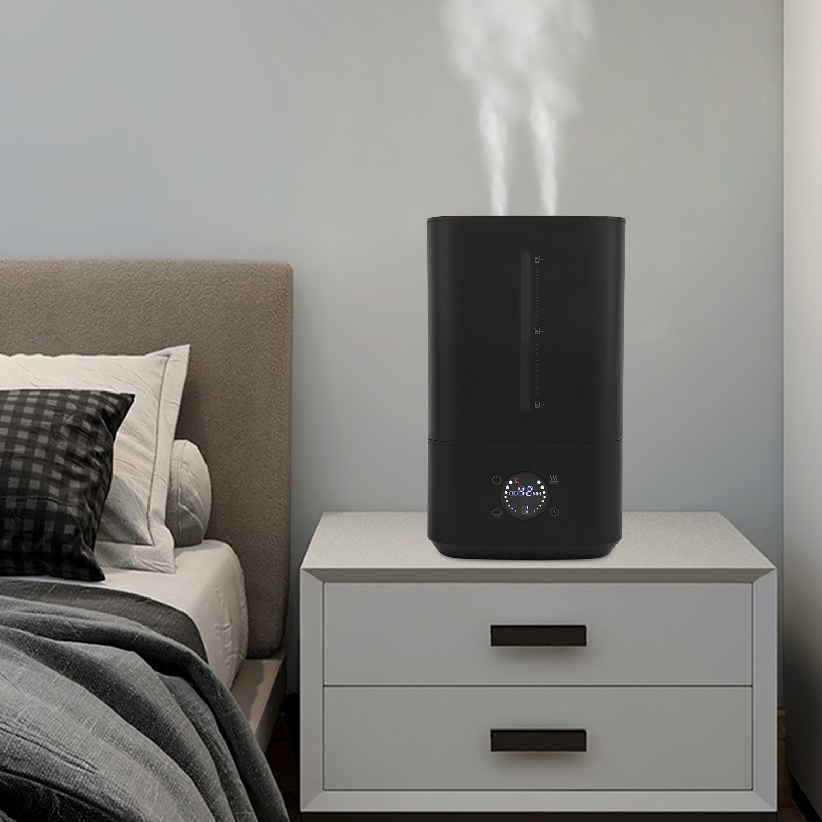 6L Hot and Cold Mist Humidifier 3 Levels Fog Volume Humidifier for Home 110-220V