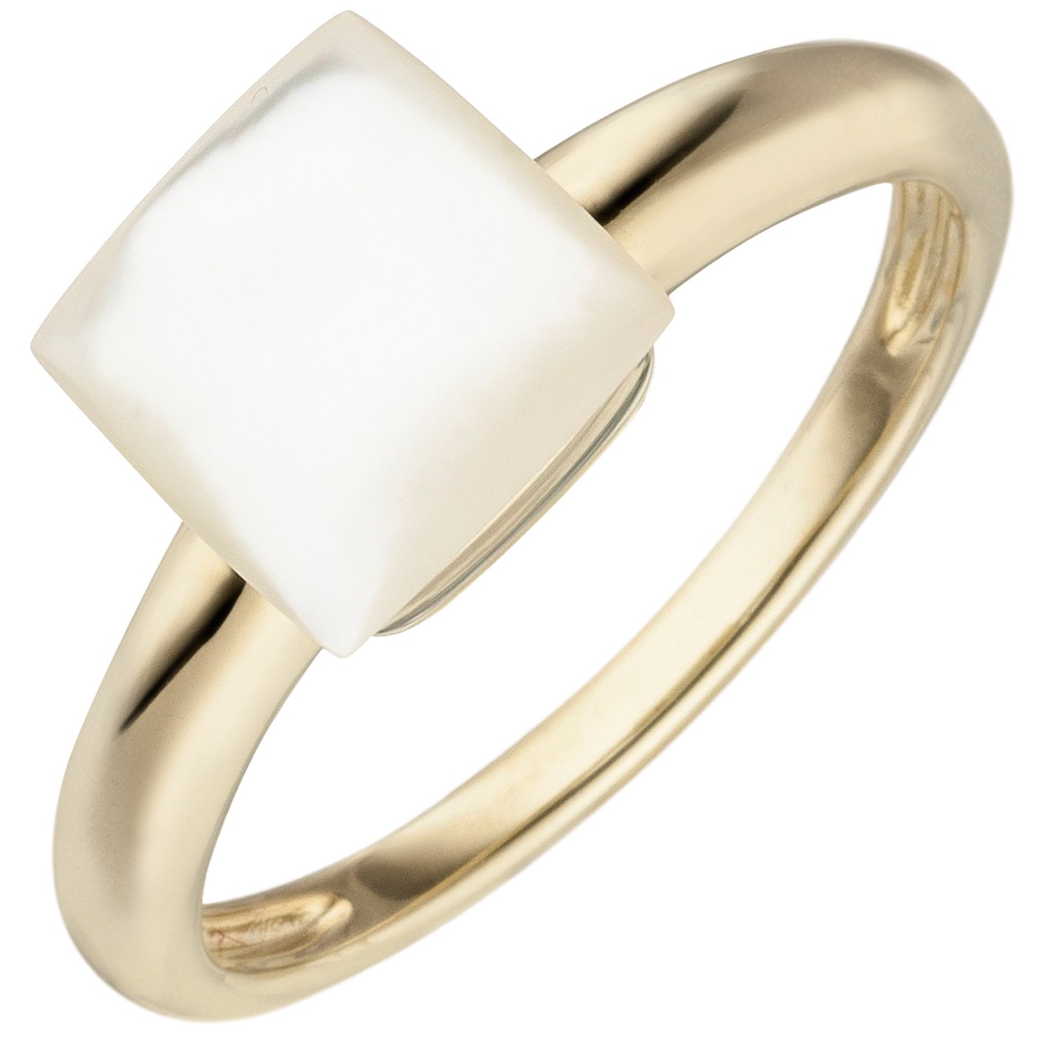 Jobo Ladies' Ring Pearl 925 Silver Gold-Plated 1 Mother of Pearl Inlay RW: 52