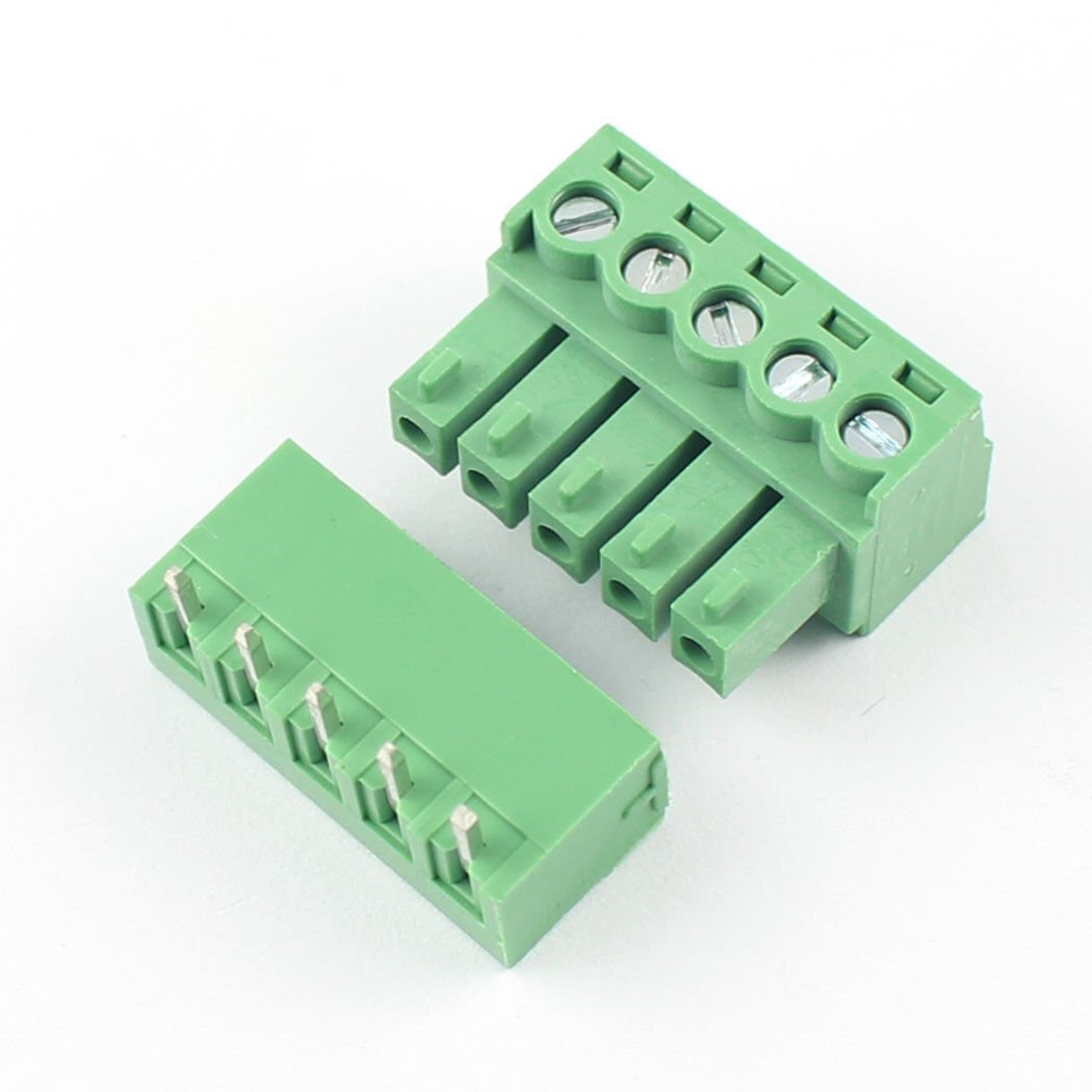 2Pcs 3.5mm Pitch 5 Pin Way Right Angle Screw Terminal Block Pluggable Connector