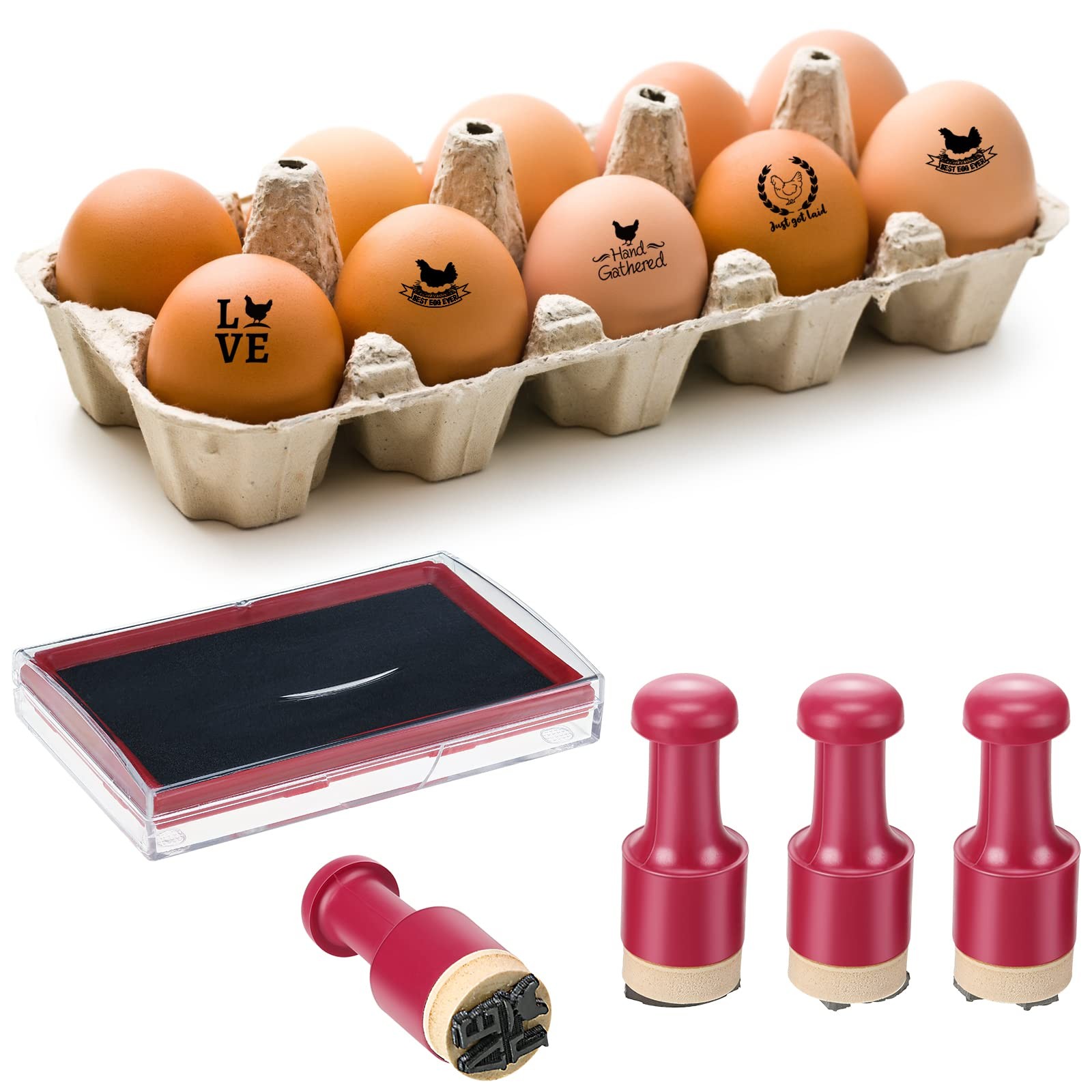4 Pcs Egg Stamps for Fresh Eggs Personalized Chicken Stamp with Black Ink...