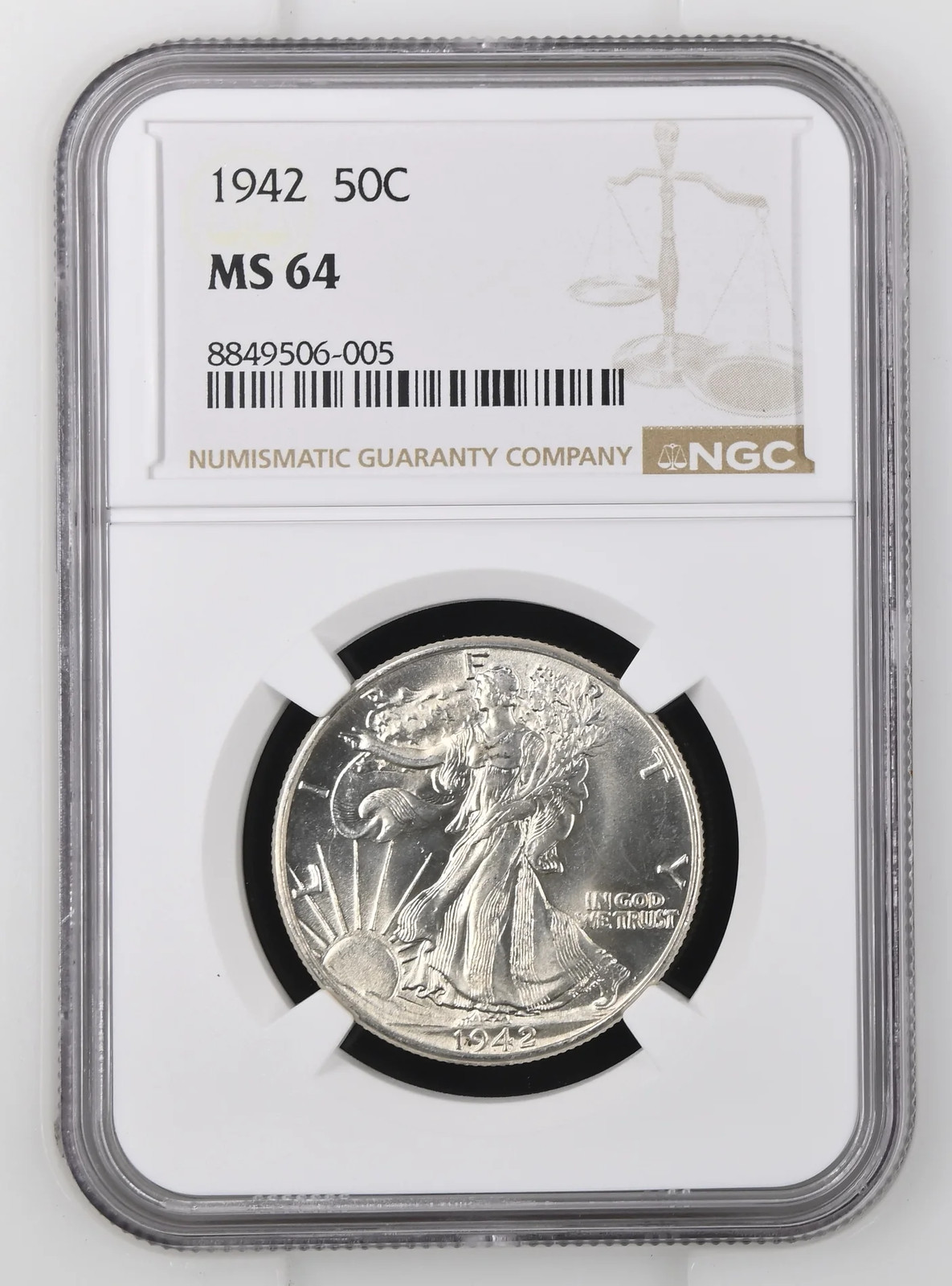 1942 Walking Liberty Half Dollar NGC MS-64