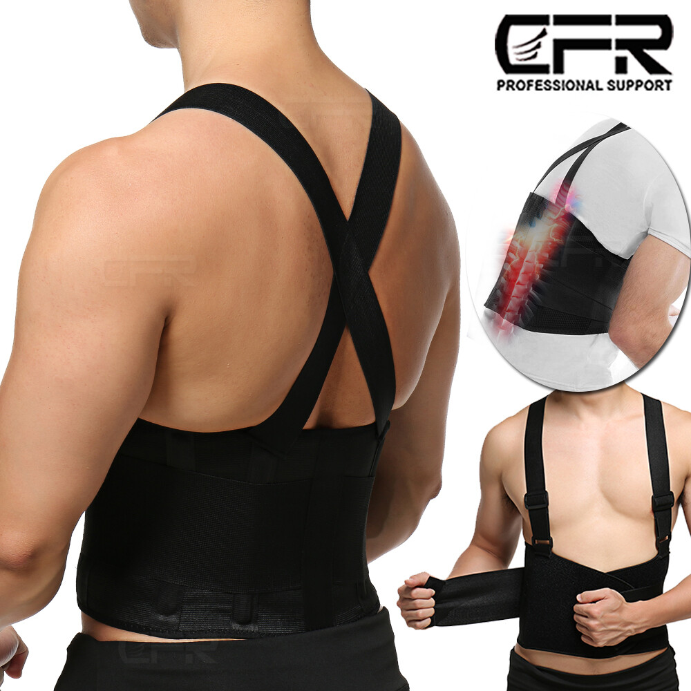 Heavy Lifting Lumbar Lower Back Waist Support Belt Brace Suspenders Straps