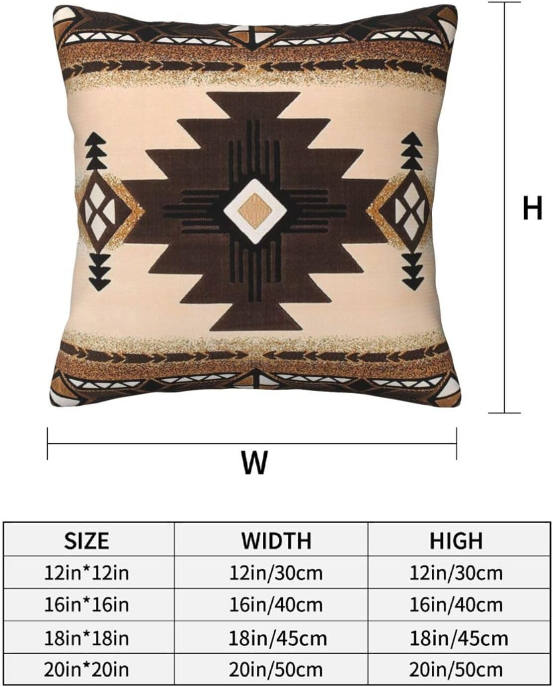 Western Southwest Aztec Pillow Covers 18X18 Set of 2, Native American Brown T...