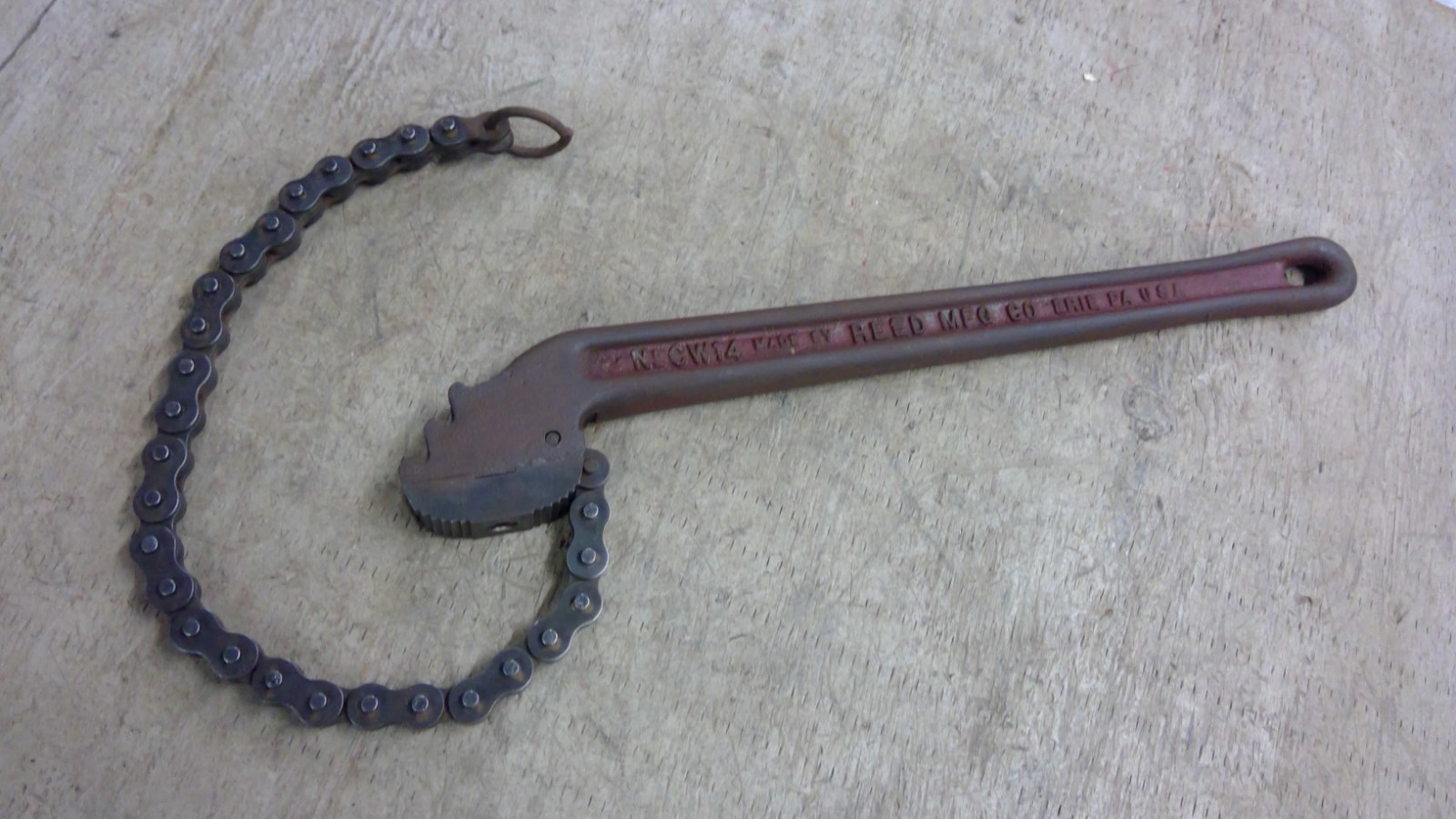 Vintage Reed Mfg. Co Heavt Duty Chain Wrench Model No. WA14 1/8"-2" Pipe USA