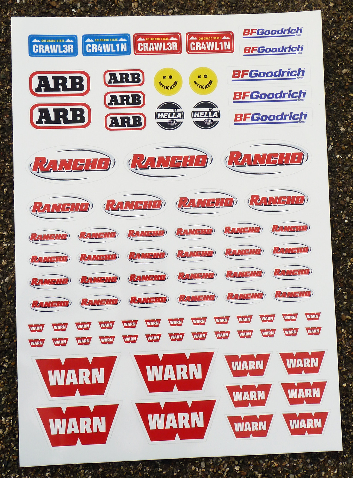 10th scale RC Rock Crawler Stickers Decals off road trail 4x4