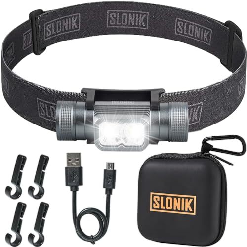 SLONIK Headlamp Rechargeable - 1000 Lumen LED USB  Assorted Colors , Sizes