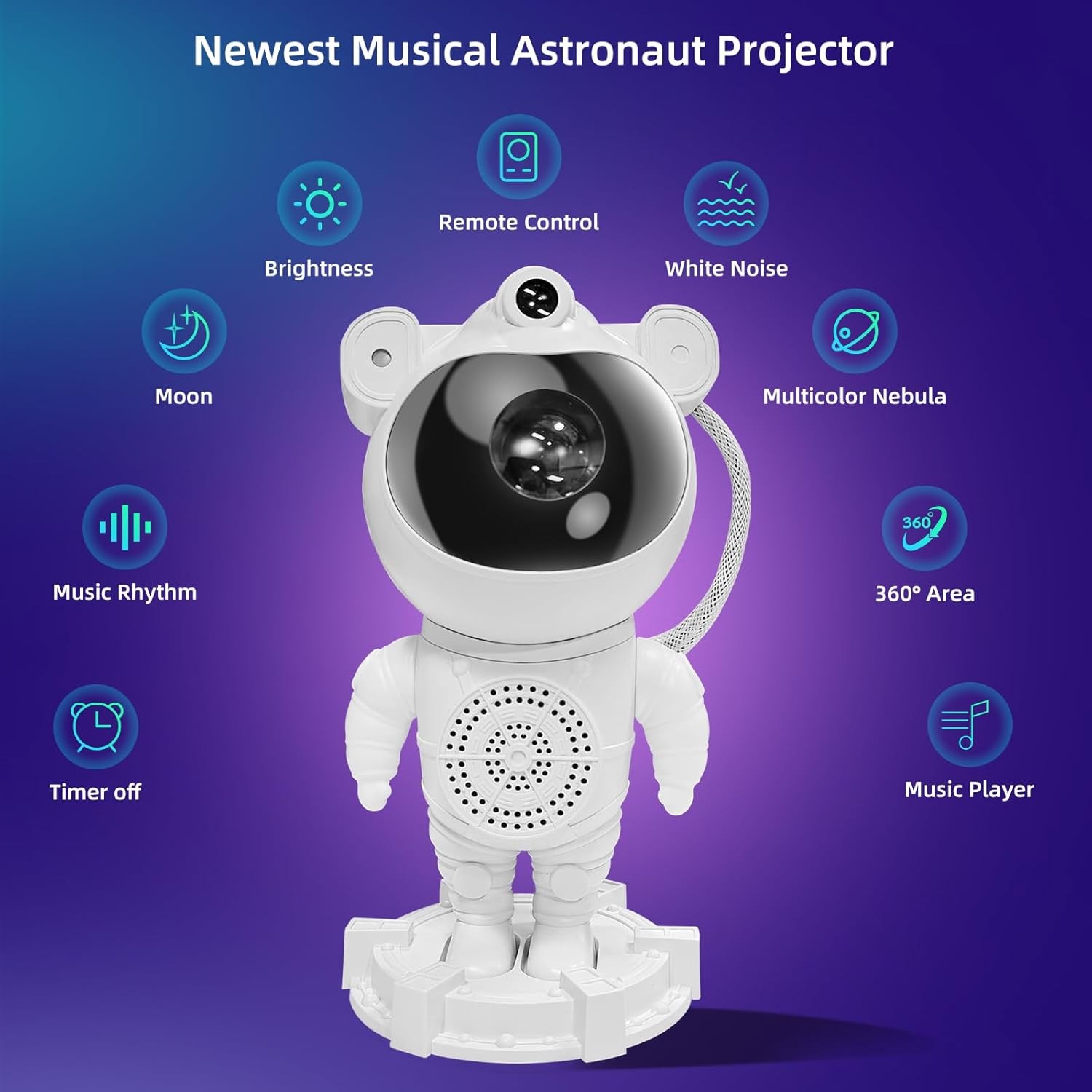 Astronaut Galaxy Projector & Bluetooth Speaker Night Light Kids Gift w/Remote US