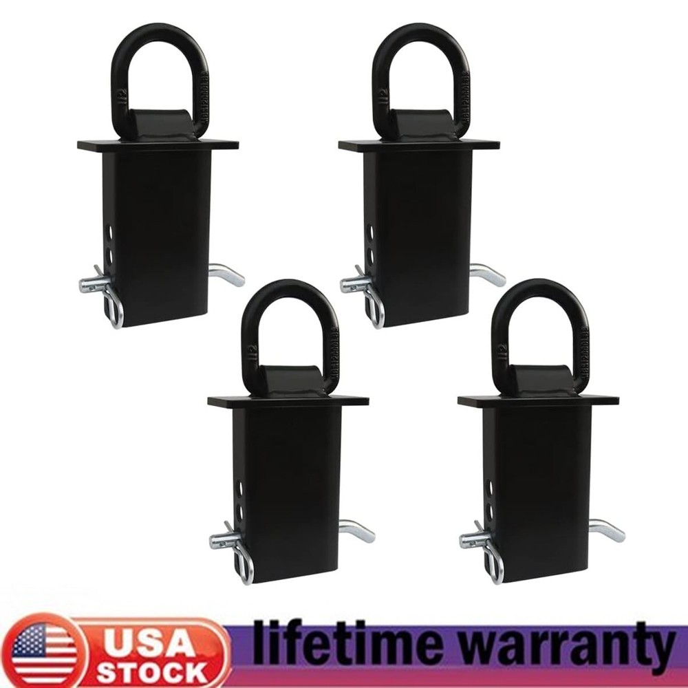 4 Pack Stake Pocket D Ring Heavy Duty Adjustable Trailer Stake Pocket,Black