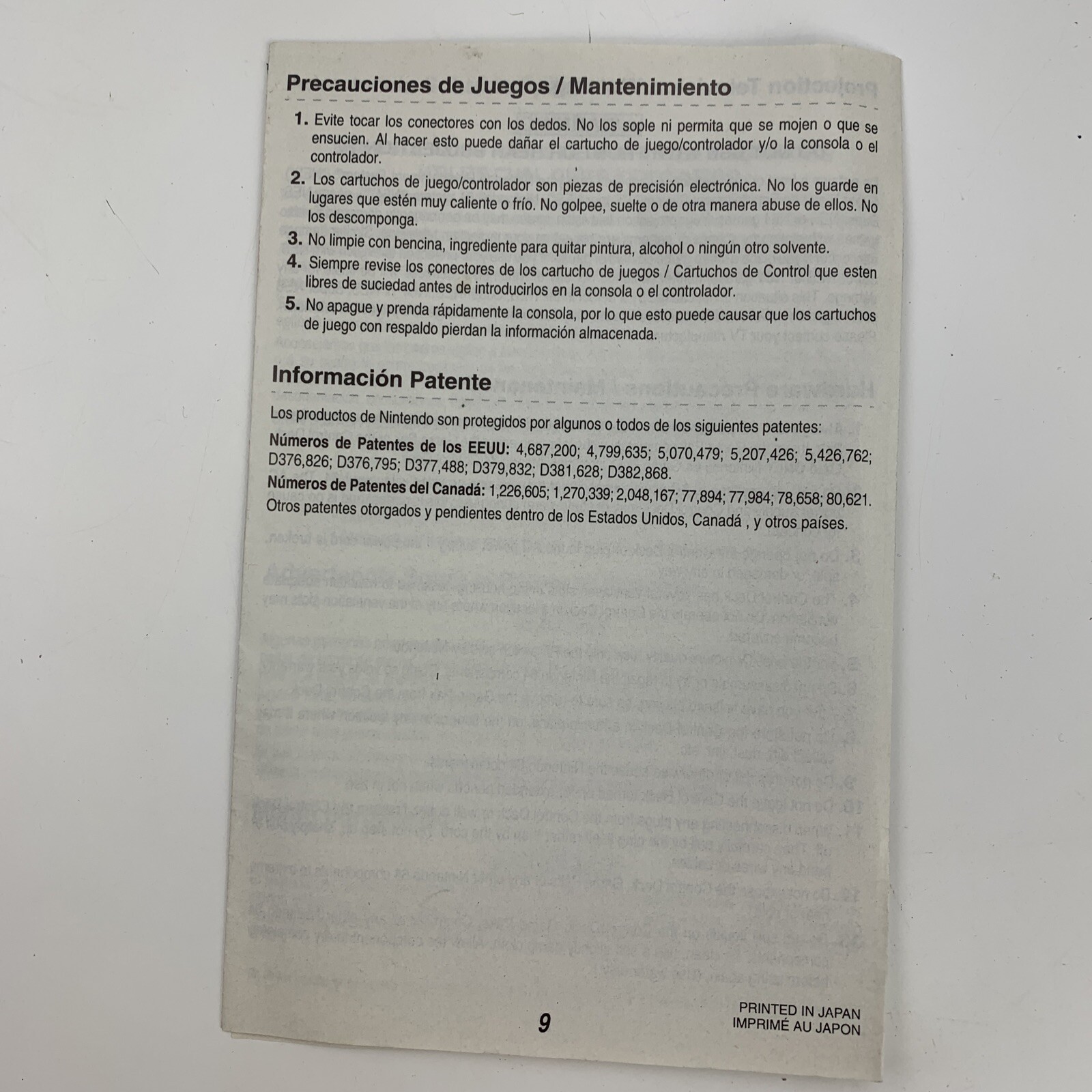 Consumer Information Precautions N64 Nintendo 64 Video Game Booklet