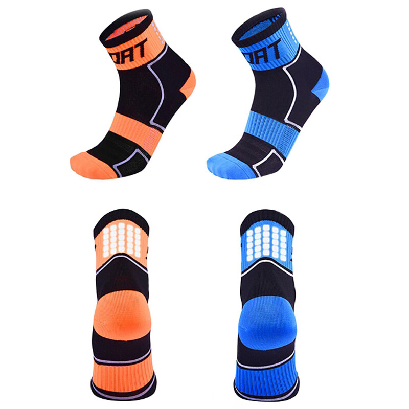 2 Pairs Cycling Socks Reflective Riding Bicycle Bike Sports Socks Orange Blue XC