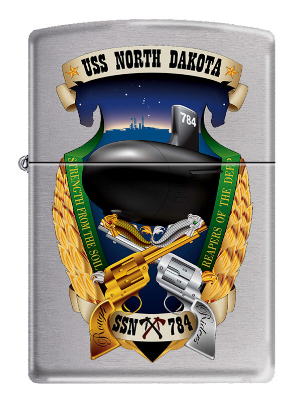 USS North Dakota  (SSN-784) Submarine Zippo MIB  Brushed Chrome