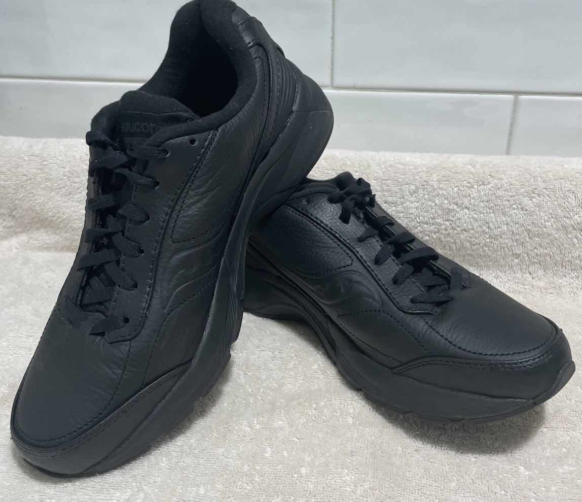 Saucony Women's Black Walking Shoes Leather Lace Up 9W S50203-2