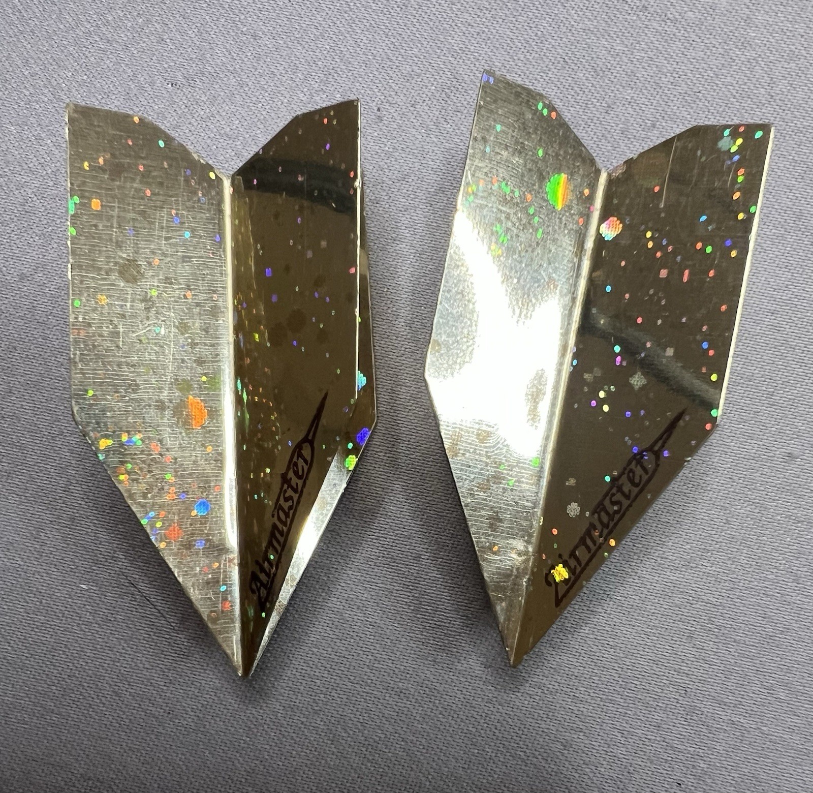 Airmaster Dart Flights Gold Glitter Geometric Set of 2 Rare Vintage